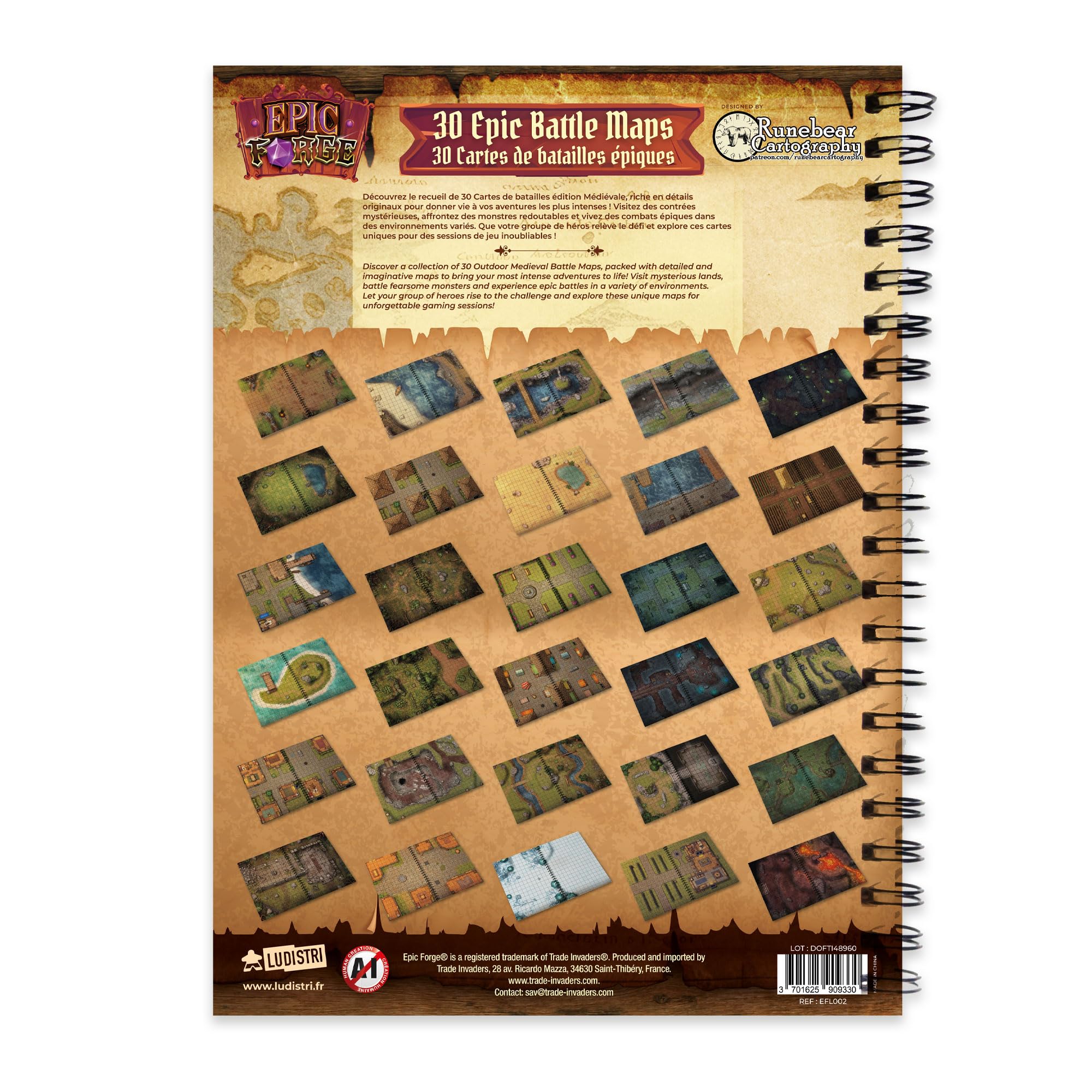 Epic Forge Battlemaps Libro, edizione Heroic Fantasy per esterni, 305 x 420 mm, formato XL, copertina rigida
