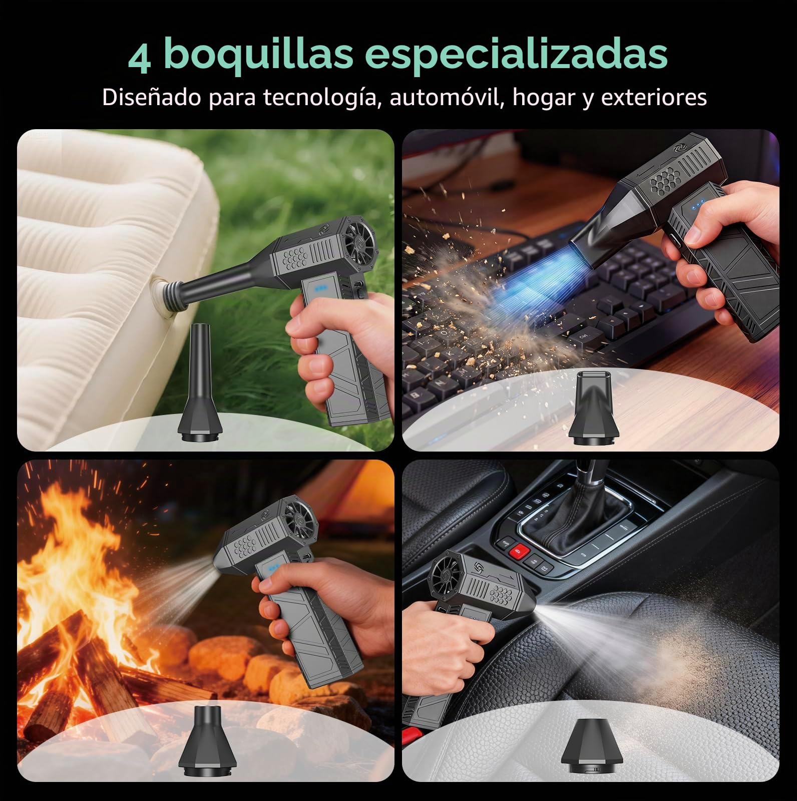 Yoton Soplador de Aire Eléctrico Inalámbrico 110.000 RPM, Reemplaza el Aire Comprimido, Limpiador de Teclado Recargable 3 Velocidades, para PC, Portátil, Cámara, Coche y Exteriores