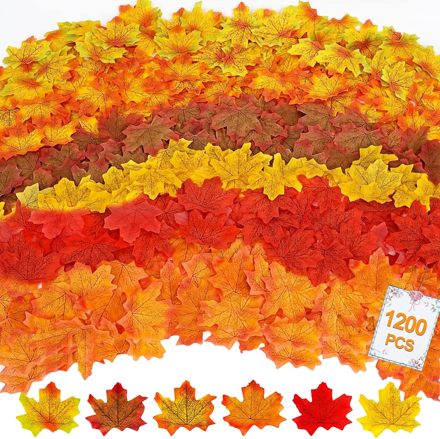 TURNMEON 1200 Pcs Fall Artificial Maple Leaves Thanksgiving