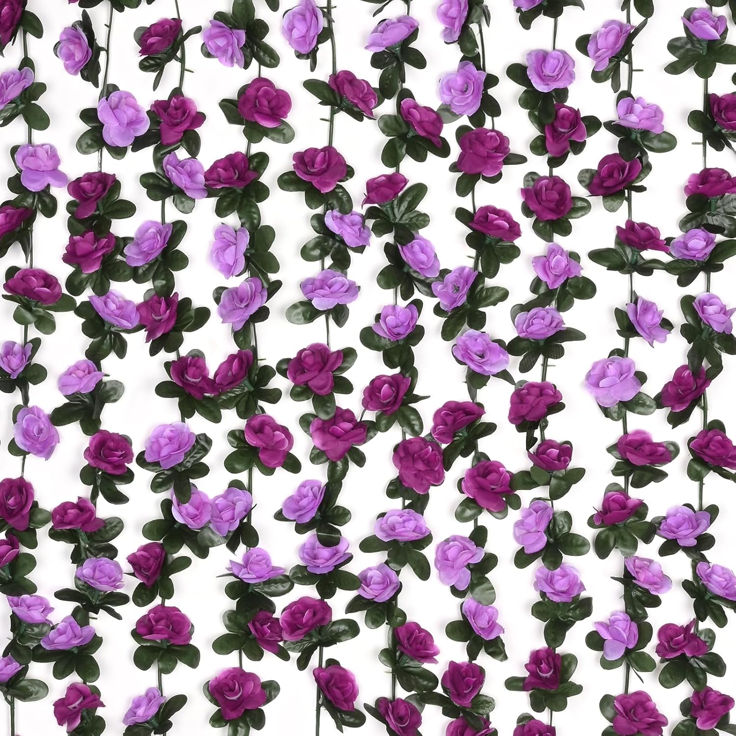 BLEUM CADE 2Pcs 16.4Ft Flower Garland Artificial Rose Vines for Bedroom, Cute Fake Hanging Flower Vines Floral Garland Decorations for Wedding Party Wall Room Decor Aesthetic