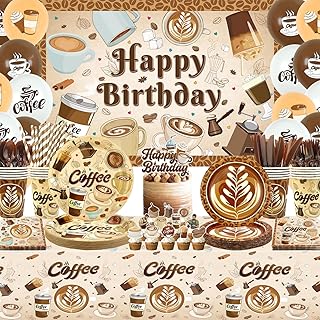 Coffee Birthday Decorations, Coffee Party Decoration, Plates Cups Napkin...