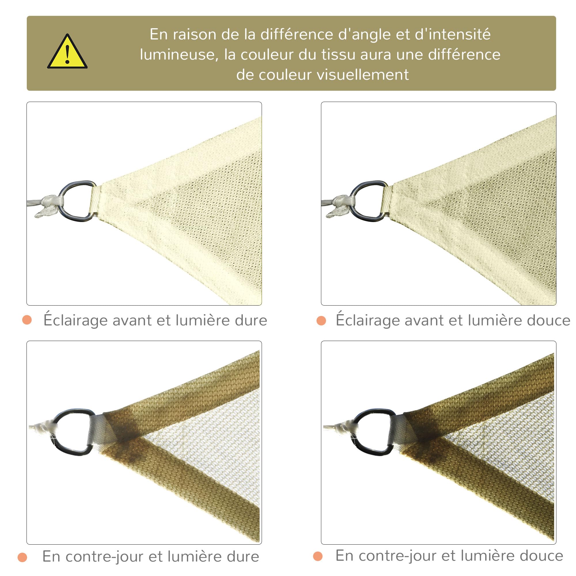 Outsunny Voile d'Ombrage Rectangulaire Protection UV 3 x 4 m Coloris Crème | Polyéthylène Haute Densité, Sac de Rangement