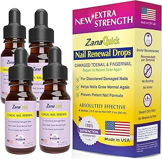 ZanaQuick Toenail Treatment Drops - 4 Pack Extra Strength Nail Repair Solution for Toe Nails & Fingernails - Powerful Nail Care Renewal & Recovery Liquid for Thick, Damaged & Discolored Nails Remedy