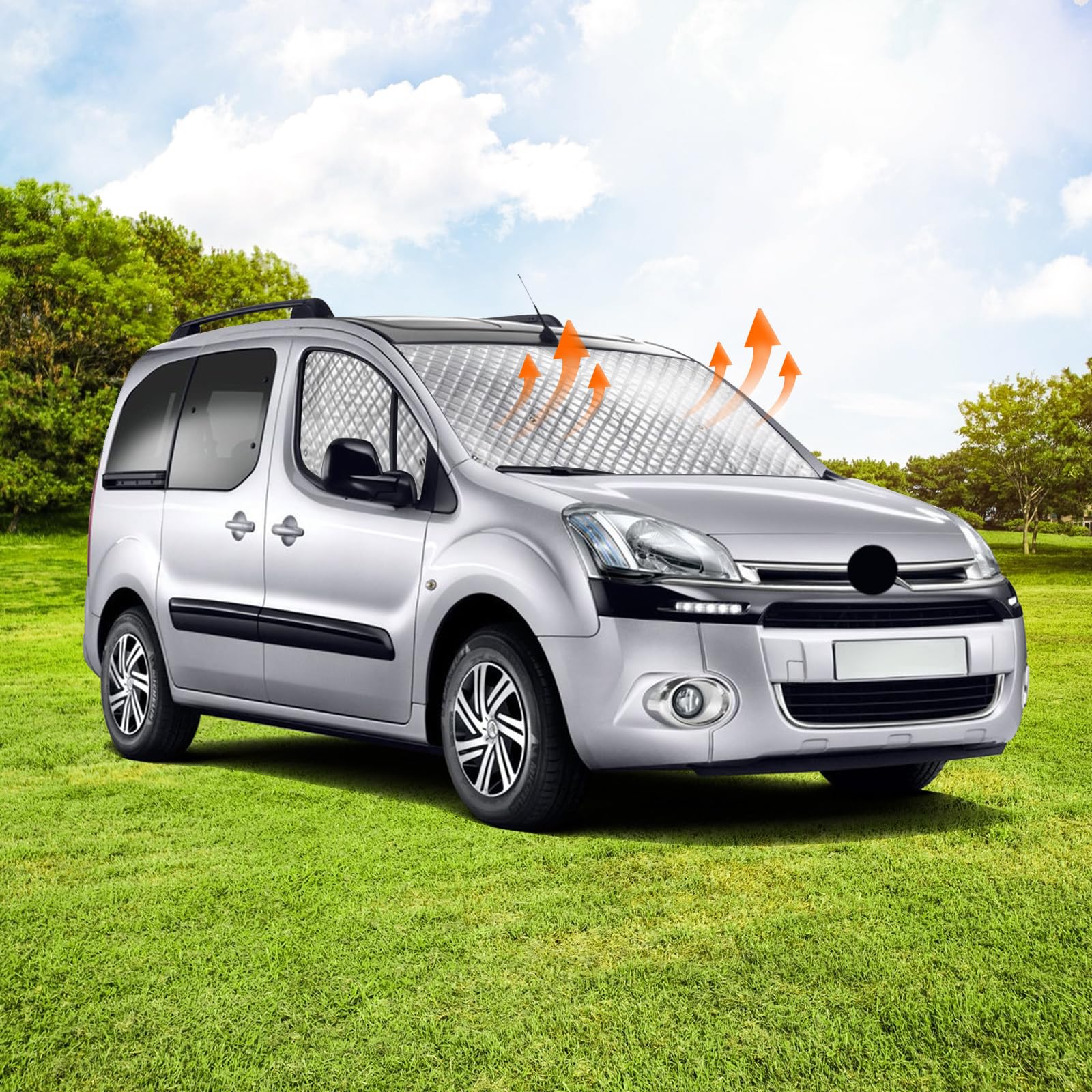 Parasoles Termicos para Peugeot Partner Citroen Berlingo2008-2018 | 3PCS, Plegable, Parasol Paraguas Funda para Parabrisas para Camper Privacidad y Control de Temperatura