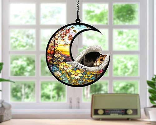 Miniatura 411 de Chow Chow Dog Memorial Suncatcher, adorno de Navidad Chow Chow con nombre, atrapador de pérdida de mascotas, regalos para los amantes de los perros