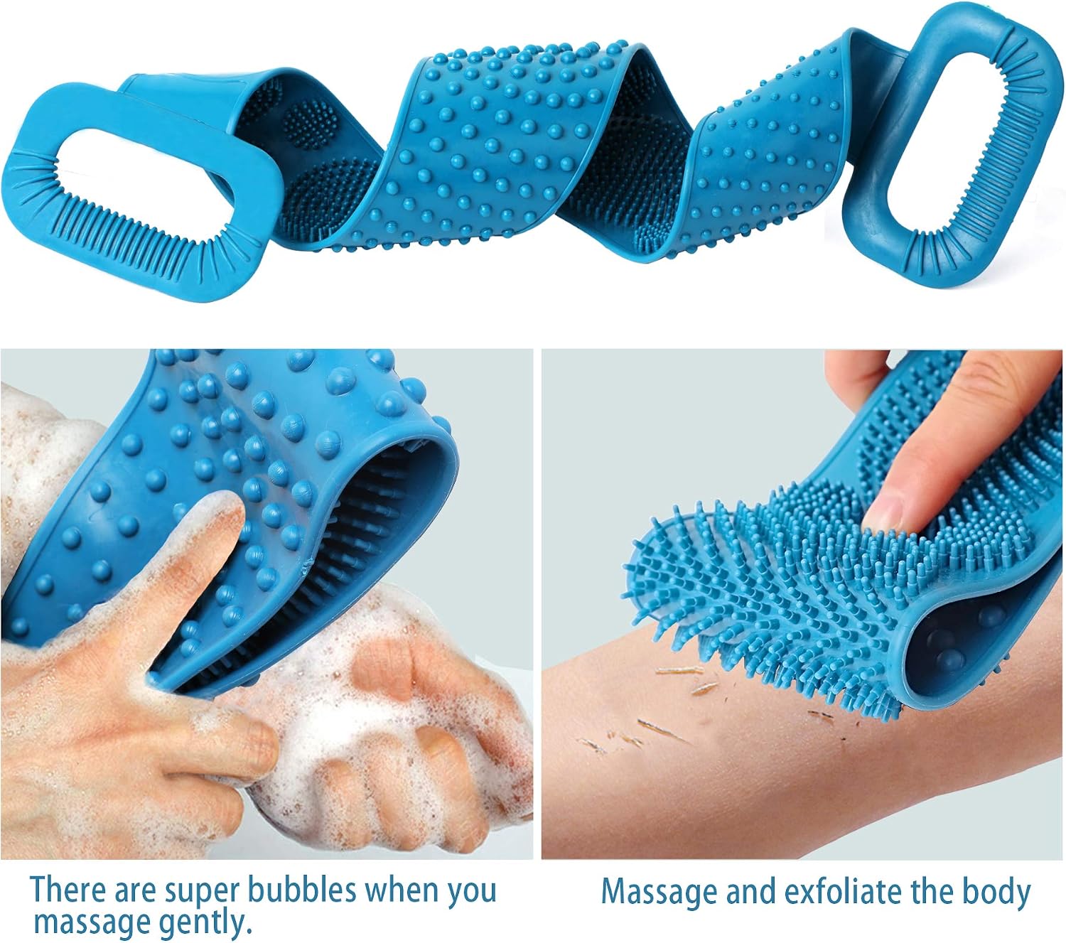 2 Pcs Silicone Back Scrubber for Shower,Silicone Body Scrubber,Exfoliating & Deep Clean,Silicone Bath Body Brush for Men and Women,Comfortable Massage and Skin Health,with 2Pcs Hooks