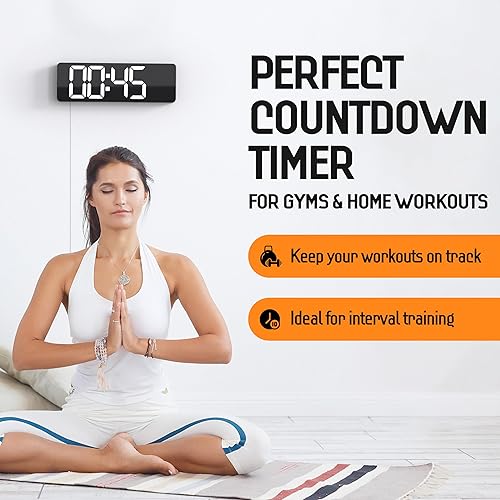 Miniatura 9 de Reloj 1 (XXL Blanco y Naranja) Reloj de Pared Digital Extra Grande con Control Remoto, Reloj de Pared Digital Grande LED, Reloj de Pared Digital