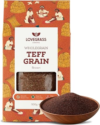 Lovegrass Ethiopia Habesha Brown Teff Grain 500g | Gluten Free | Vegan, High Protein, Vitamins & Minerals | Great for Baking or as a Rice, Couscous or Quinoa Substitute