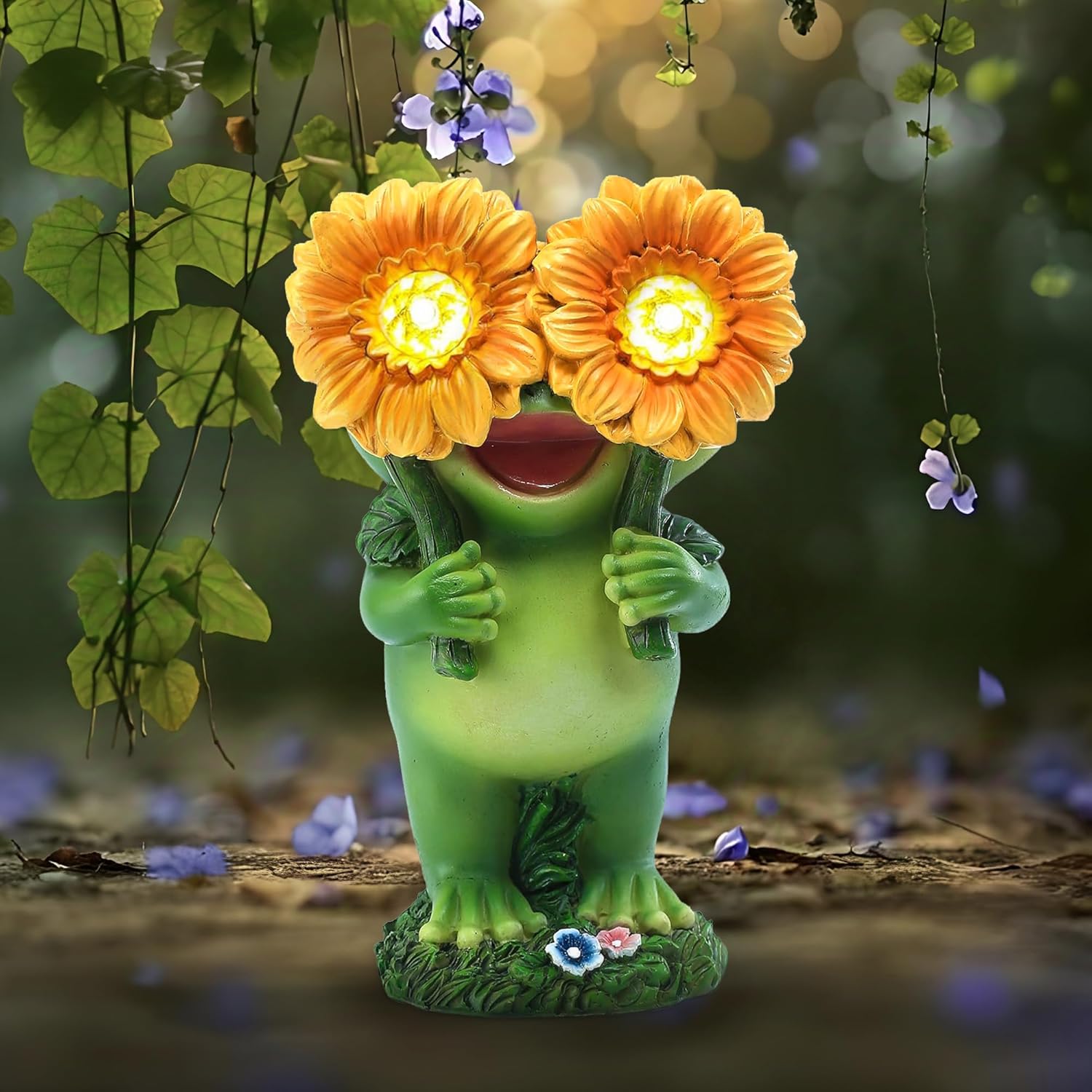Outdoor Frog Garden Statue: Yard Decoration with Solar Light Funny Frog Sunflower Gifts for Women Mother's Day Housewarming Gift - Image 6