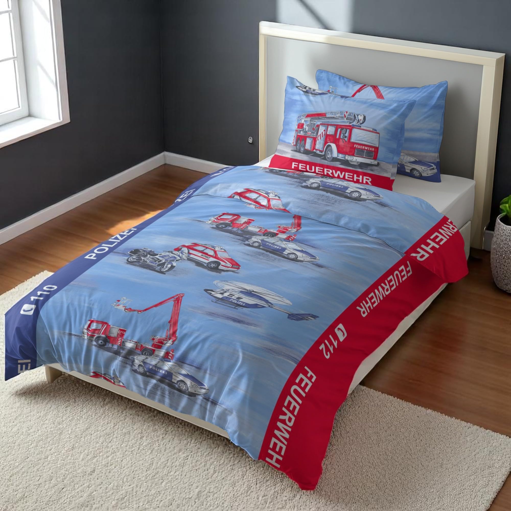LINKHOFF Parure de lit pour enfants pour 1 personne - 135 x 200 cm - En coton renforcé - Taie d'oreiller 80 x 80 cm et housse de couette 135 x 200 cm