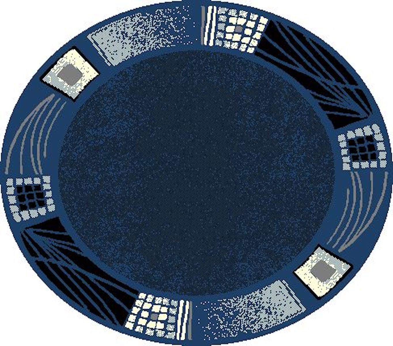 SrS Rugs® Luna Collection, Living Room Rugs, Hallway Runners, with Soft Smooth 8mm Pile. Contemporary Borders Design. 7 Colours, 9 Sizes (Blue Borders, 100 cm Round) — image 1
