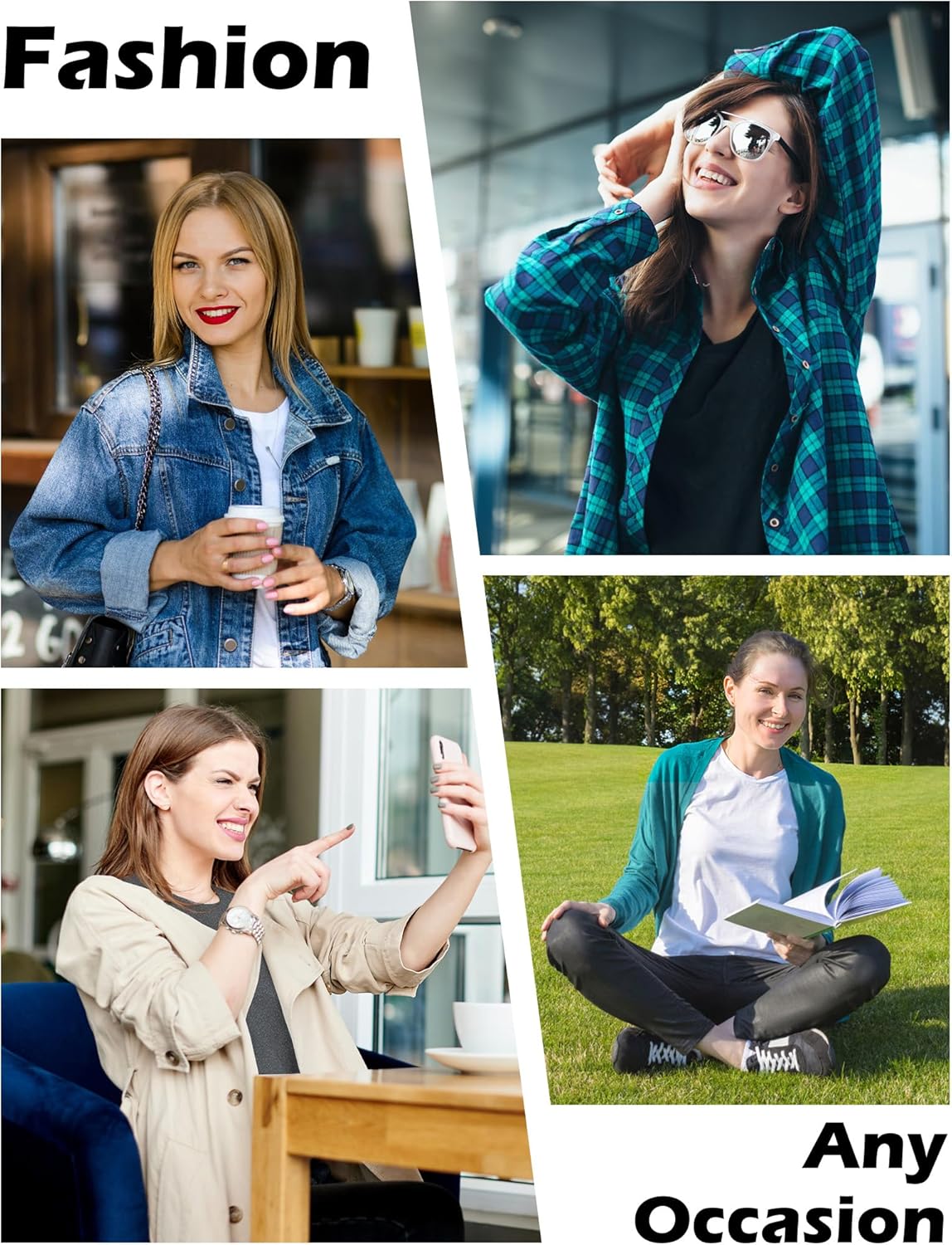 4 Pack Womens Long Sleeve Shirts Tops Loose Fit Basic Crew Neck Tee T Shirts Ultra Soft Blouses Tops - Image 7