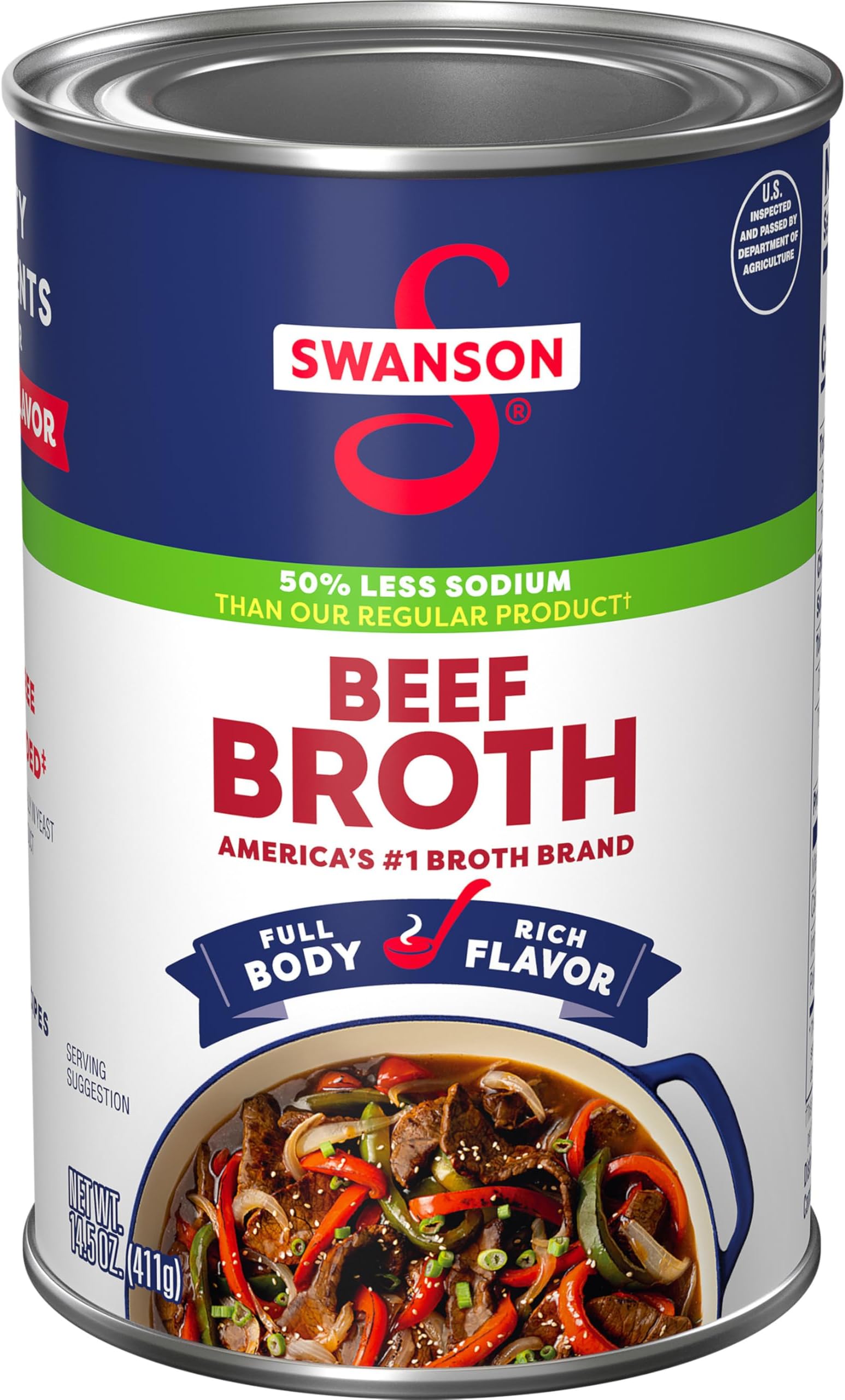 Swanson 100% Natural, 50% Less Sodium Beef Broth, 14.5 oz Can