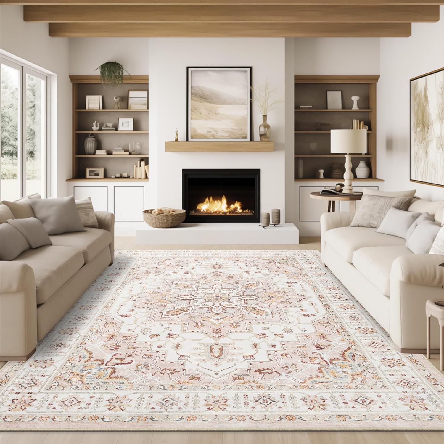 zesthome Area Rug 8x10,UltraThin Washable Rugs for Living