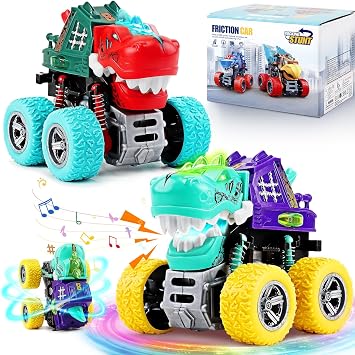 Dinosaur Toys for Kids 3-5,2 Pack Monster Truck Toys for Ages 3-4