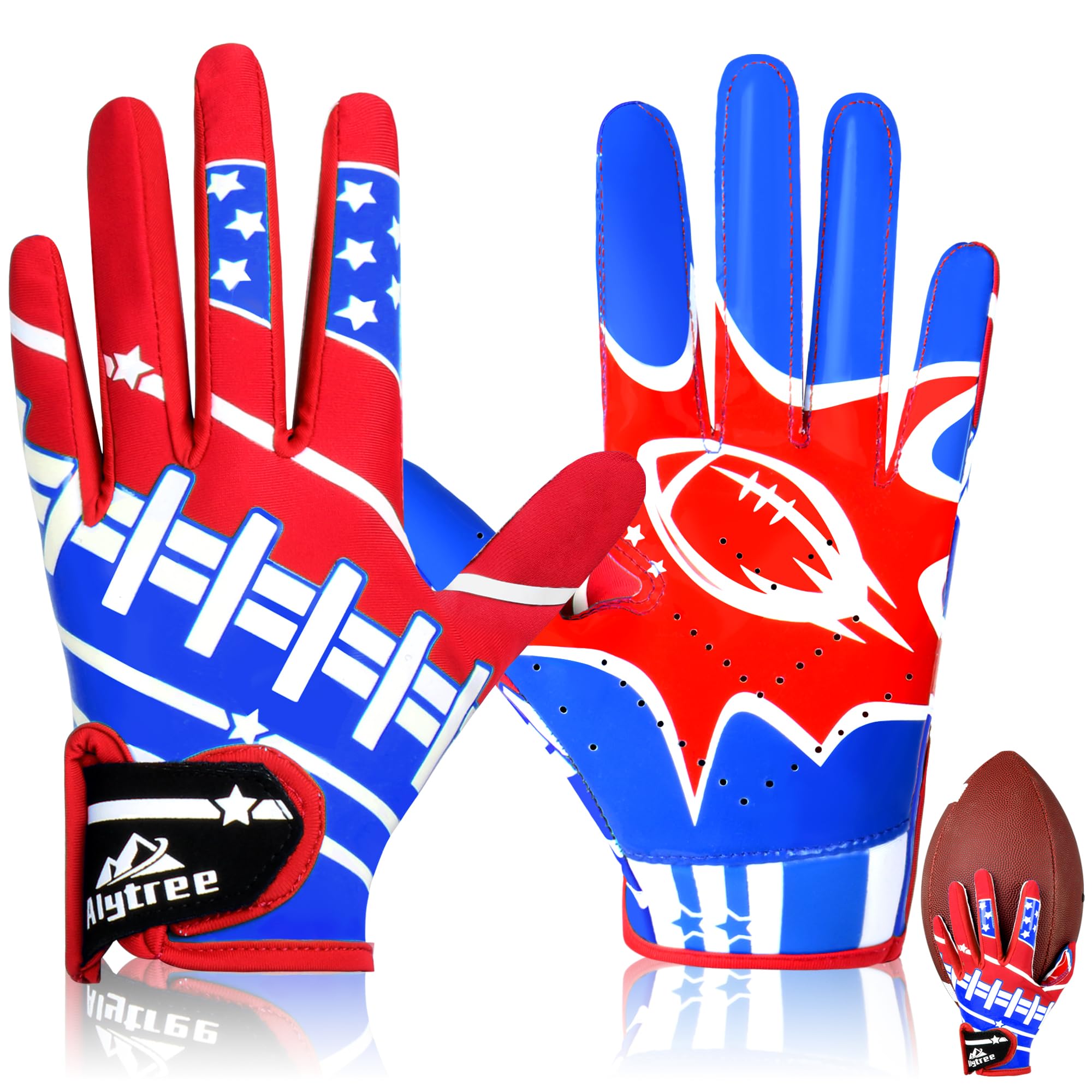 Alytree Kids Football Gloves, Youth Football Receiver Gloves with Super Sticky & Non-Slip Grip, for Best Game Experience, Small