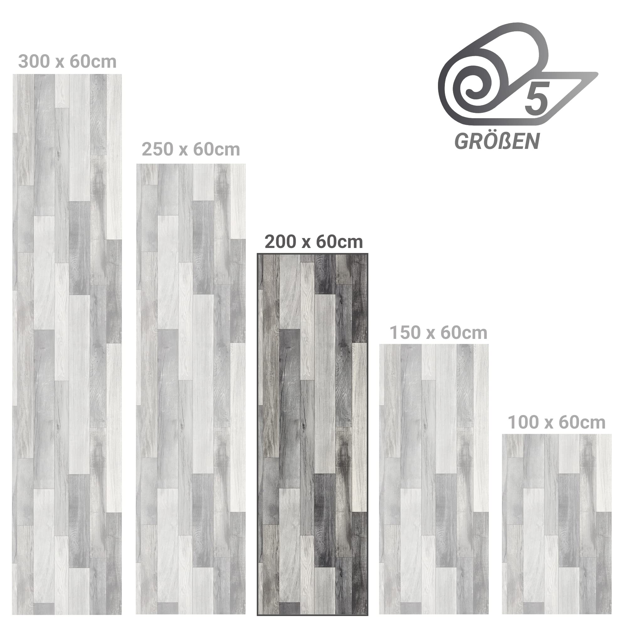 ECOMMERC3 Holm Tapis Long en Vinyle Qui simule Le parquet, antidérapant, Facile d'entretien, idéal pour couloirs, Cuisine ou Environnement extérieur, 60 x 200 cm