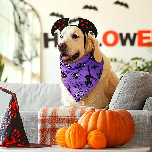 Miniatura 2 de Xuniea Paquete de 50 bandanas de Halloween para perro, bufanda grande para perro, pañuelo, accesorios para cachorros medianos y pequeños, disfraz de