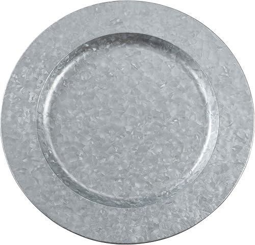 SARO LIFESTYLE Platos de carga galvanizados pulidos (juego de 4)  Cargadores de metal rústico para comedor, eventos y decoración de mesa, 13