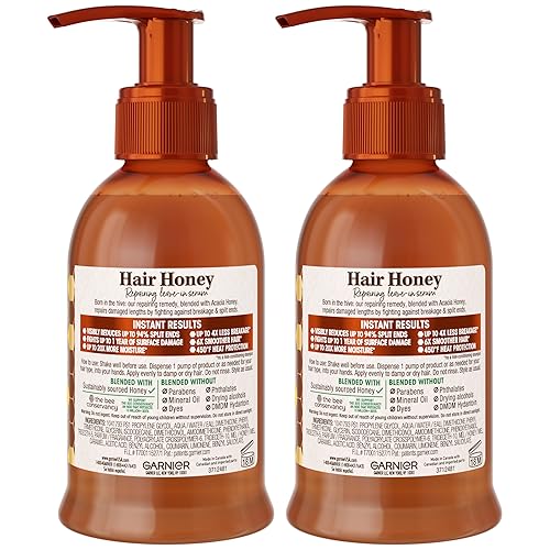 Miniatura 2 de Garnier Whole Blends Honey Treasures - Suero reparador de miel para cabello largo y dañado, 5.1 onzas líquidas, 2 unidades (el embalaje puede variar)