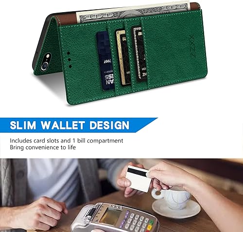 Miniatura 4 de ZZXX Funda tipo cartera para iPhone 7iPhone 8iPhone SE 2022 (2020) con bloqueo RFID, ranura para tarjetas, función atril, cierre magnético, funda
