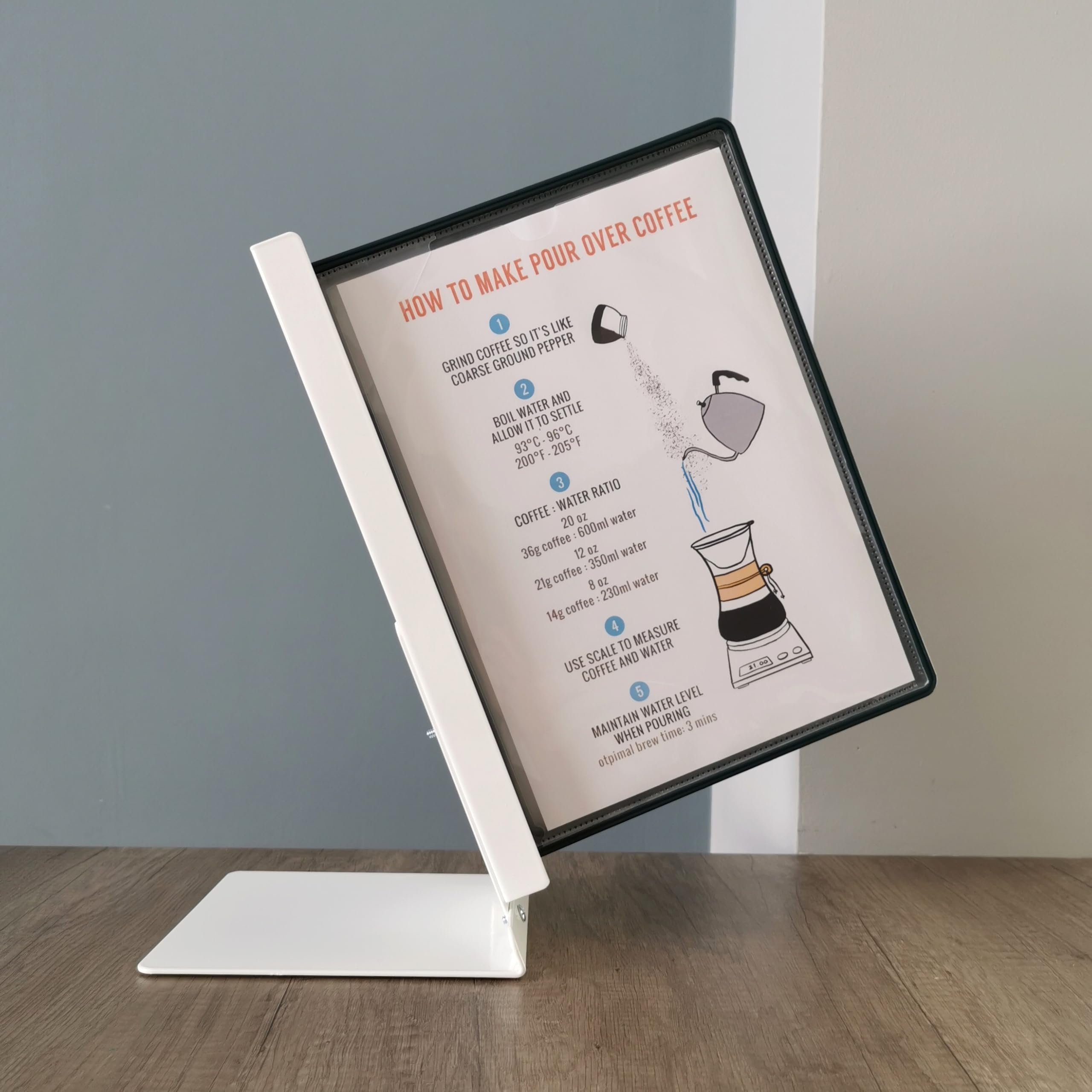 LEVIATAN Système de Présentation de Table A4 avec 10 Panneaux – Support Métallique Stable – Porte-Documents Rotatif pour Bureau, Atelier, Accueil – Noir