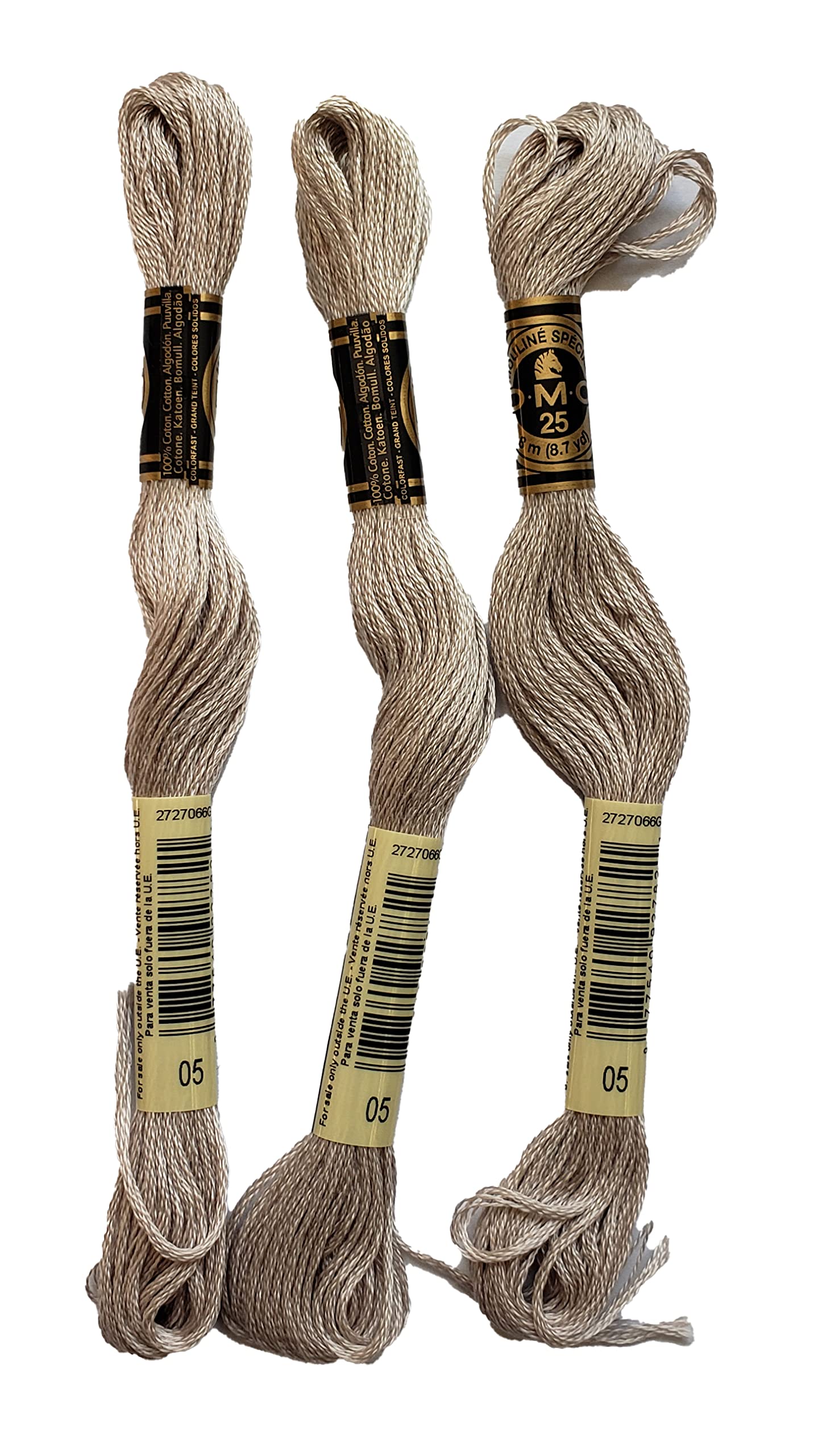 DMC 6-Strand Embroidery Cotton 8.7yd - Light Driftwood - 117-05 - Bundle of 3