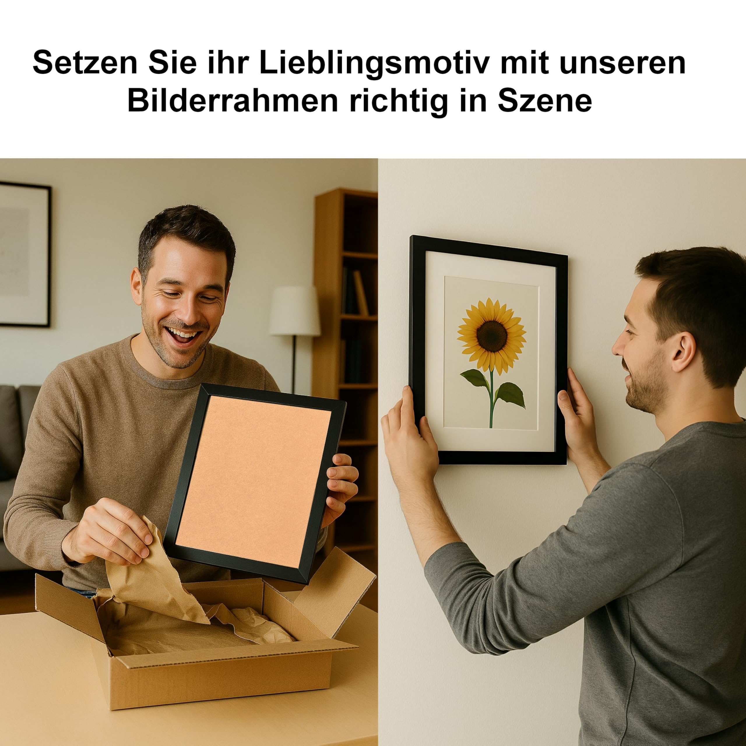 Premium Bilderrahmen 40 mm aus MDF – Schwarz Matt in 70x140 cm – Mit Antireflex Kunstglas – Hochformat & Querformat – Wandmontage & Tischaufstellung – Modernes Design für Fotos, Poster, Urkunden