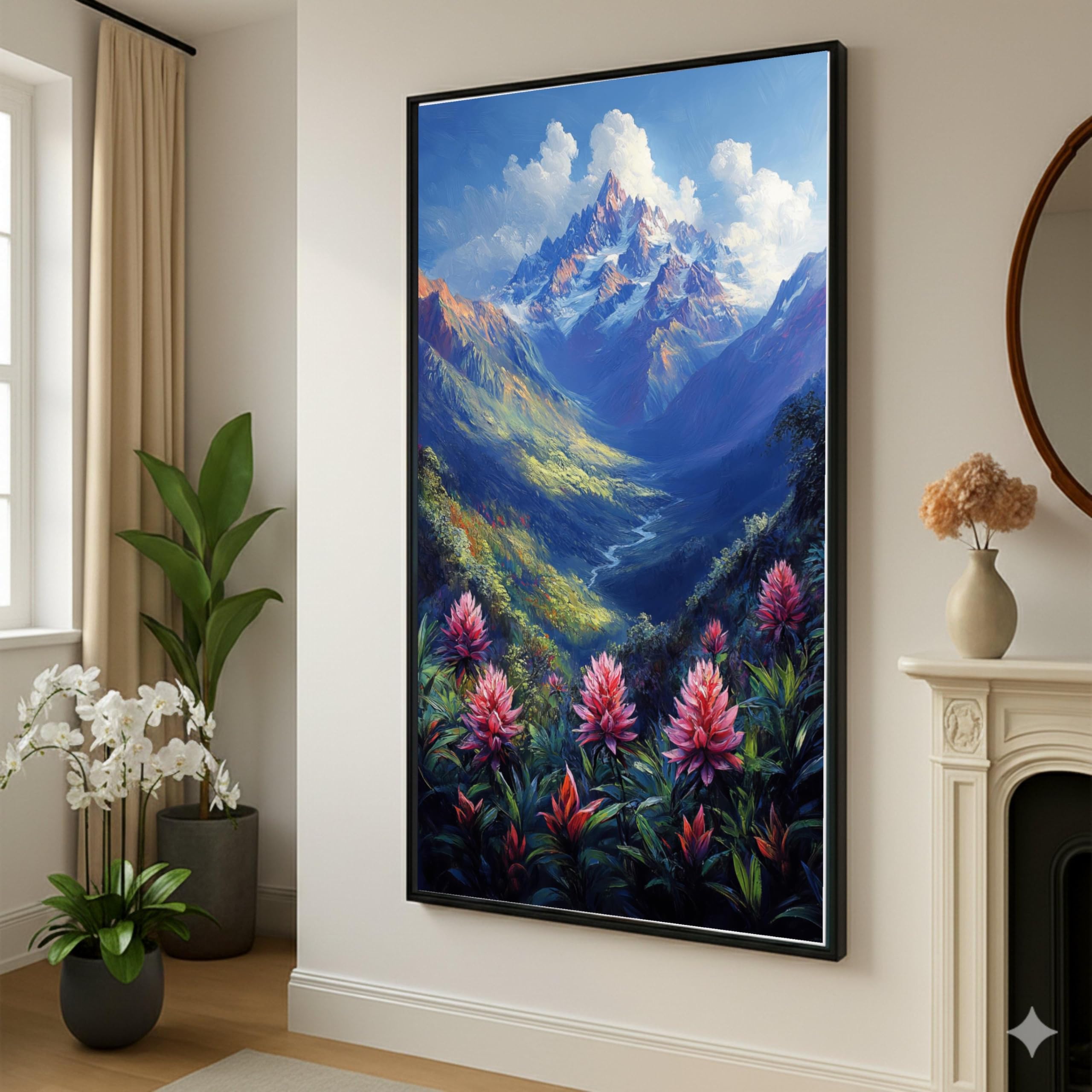 Toile art mural sommet enneigé et prairie impression grand format - 8