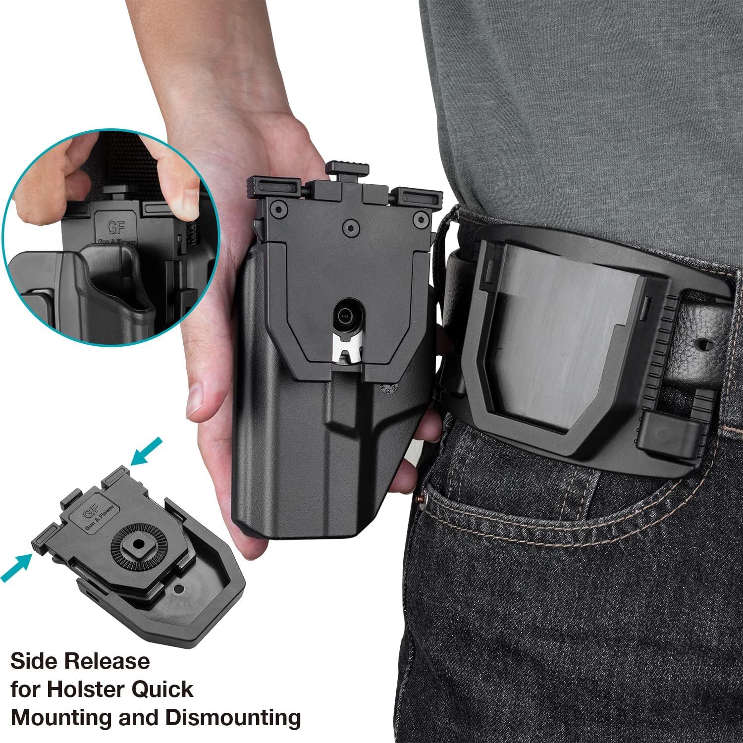 Gun & Flower Tool-Free 360° Adjustment OWB Holster, Optic/RDS Compatible for Taurus G2C G3C, Glock 19 19X 23 32 45, M&P Shield 9MM/380 EZ, Quick Release, Level 2 Retention, Belt Loop