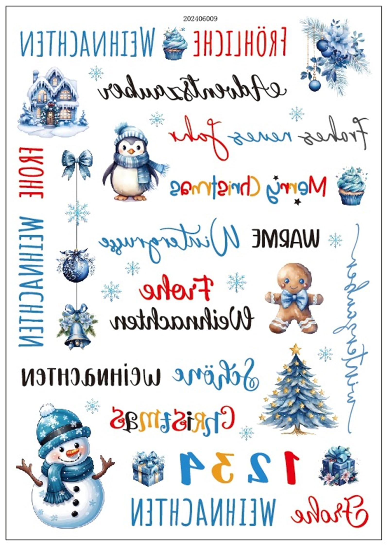 Winter Weihnachtskerzen Rub On Sticker Transferaufkleber Selbstklebend