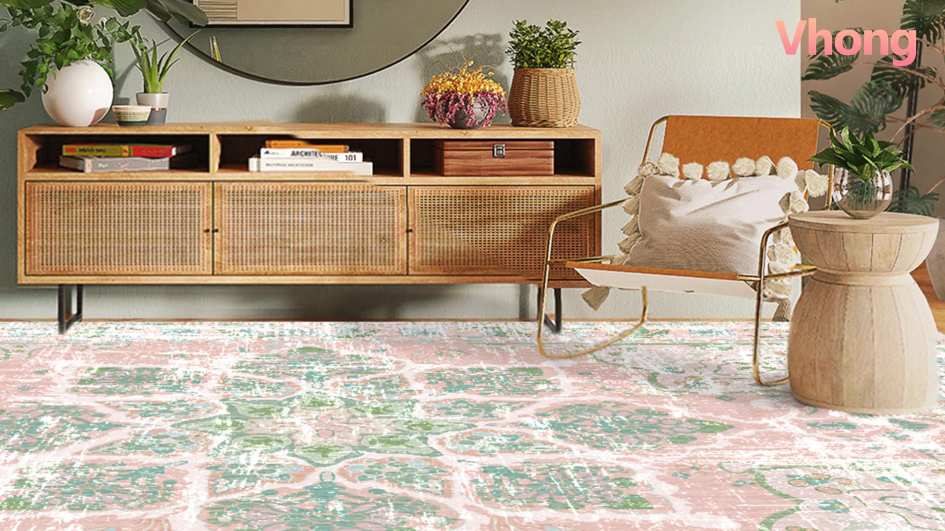 Tapete decorativo boho 5x7 rosa lavado miniatura 7