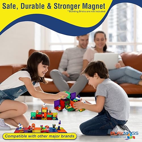 Miniatura 7 de Playmags Azulejos magnéticos, 18 ladrillos magnéticos de construcción, bloques magnéticos exclusivos, desarrollo de habilidades, a partir de 3 años