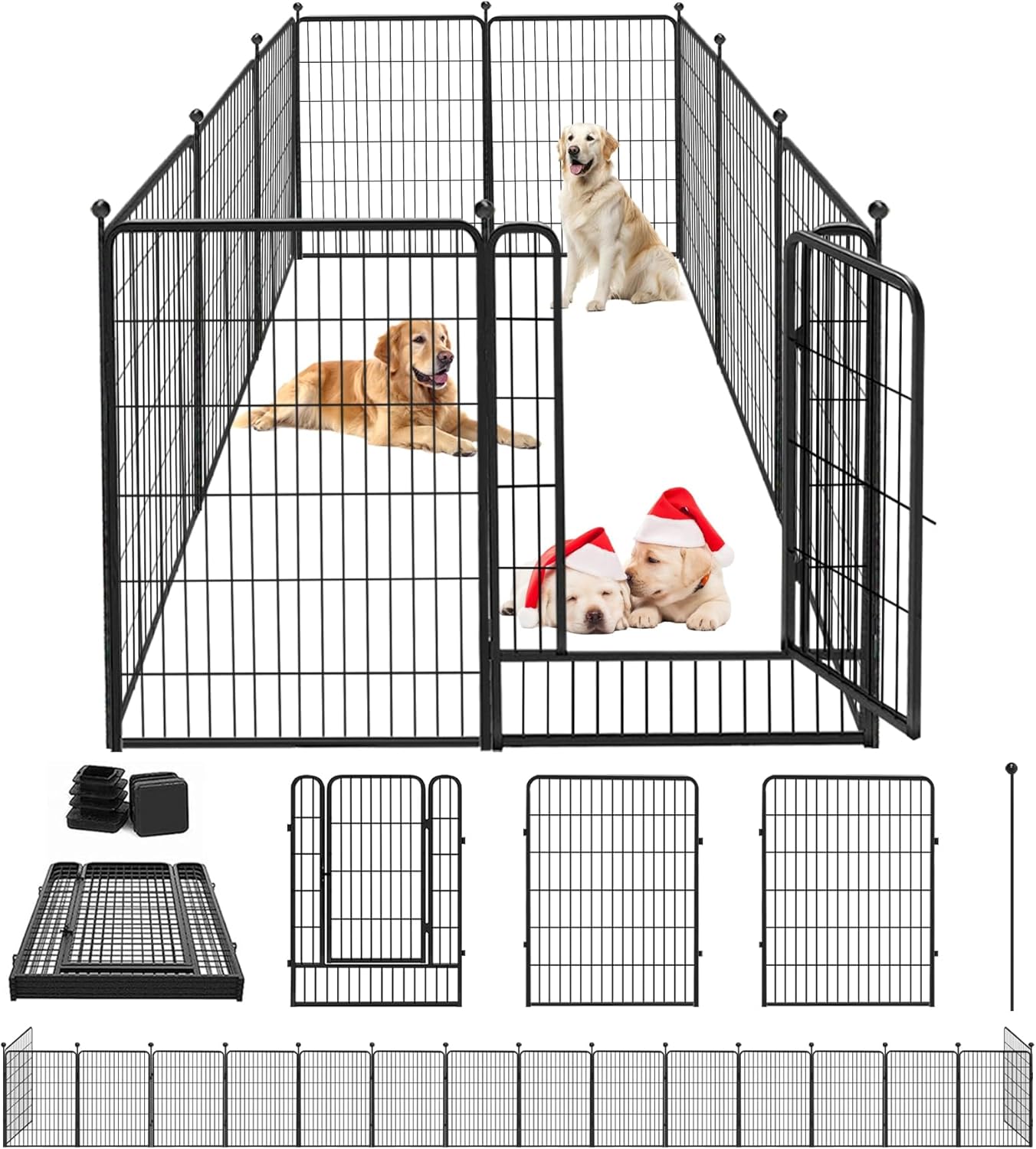 Dog Playpen 40" Height Portable Dog Fence 10 Panels Pet Pen Outdoor for Yard, Pet Playpen with Lockable Door for Large/Medium/Small Dogs, Heavy Duty Puppy Playpen Pet Fence for RV, Camping