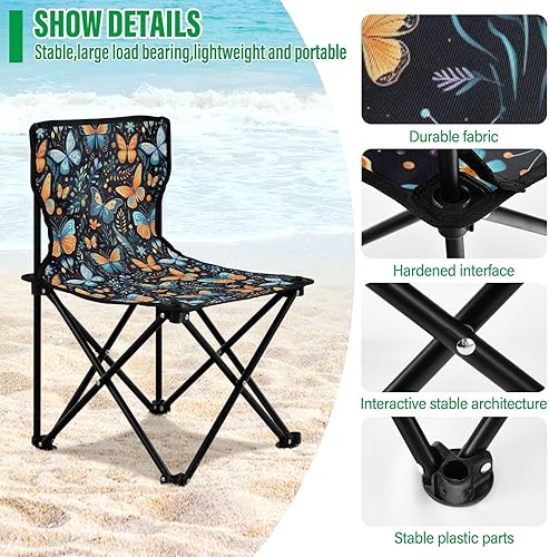 Miniatura 5 de Outdoor Folding Blue Butterfly Camping Chairs for Adults Portable Camping Chair Lightweight Lawn Chair 202a4968