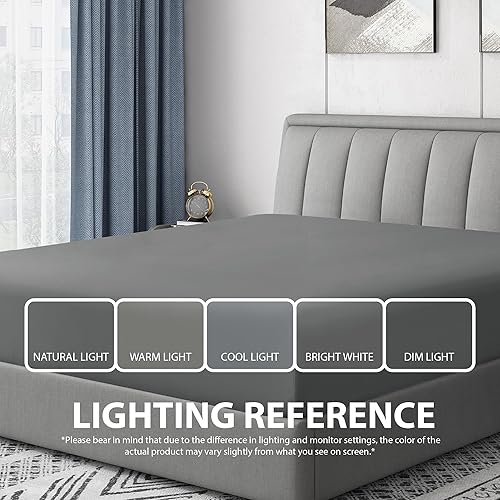 Miniatura 5 de Cathay Home Sábana bajera tamaño King  Doble cepillado ultrasuave  Resistente a las arrugas y a la decoloración  Sábana bajera de bolsillo profundo