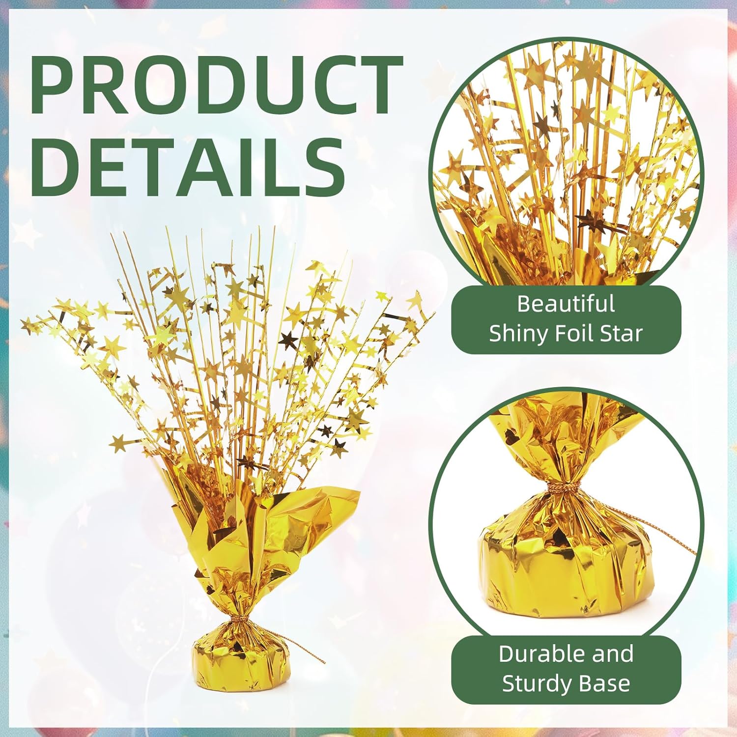 20 Pack Gold Foil Spray Centerpiece Star Table Decoration Metallic Burst Table Centerpieces for Birthday New Year Wedding Anniversary Graduation Party Supply (Gold)