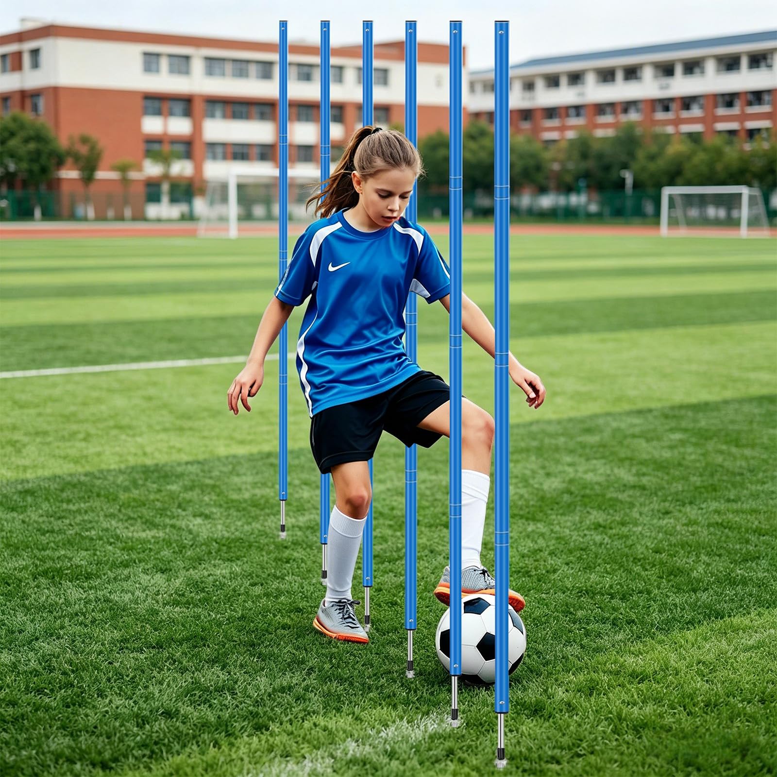 Fußball Trainingsset mit Slalomstangen, Koordinationsleiter 6 m & Hütchen – Vielseitiges Fussball Trainingsset für Koordination, Agilität und Techniktraining