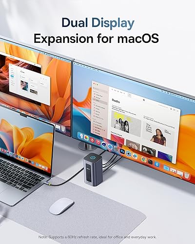 Miniatura 2 de Baseus Estación de acoplamiento de monitor dual para macOSWin, Nomos Mac Air (12 en 1) Estación de base para laptop con HDMI 4K, puertos USB de 10