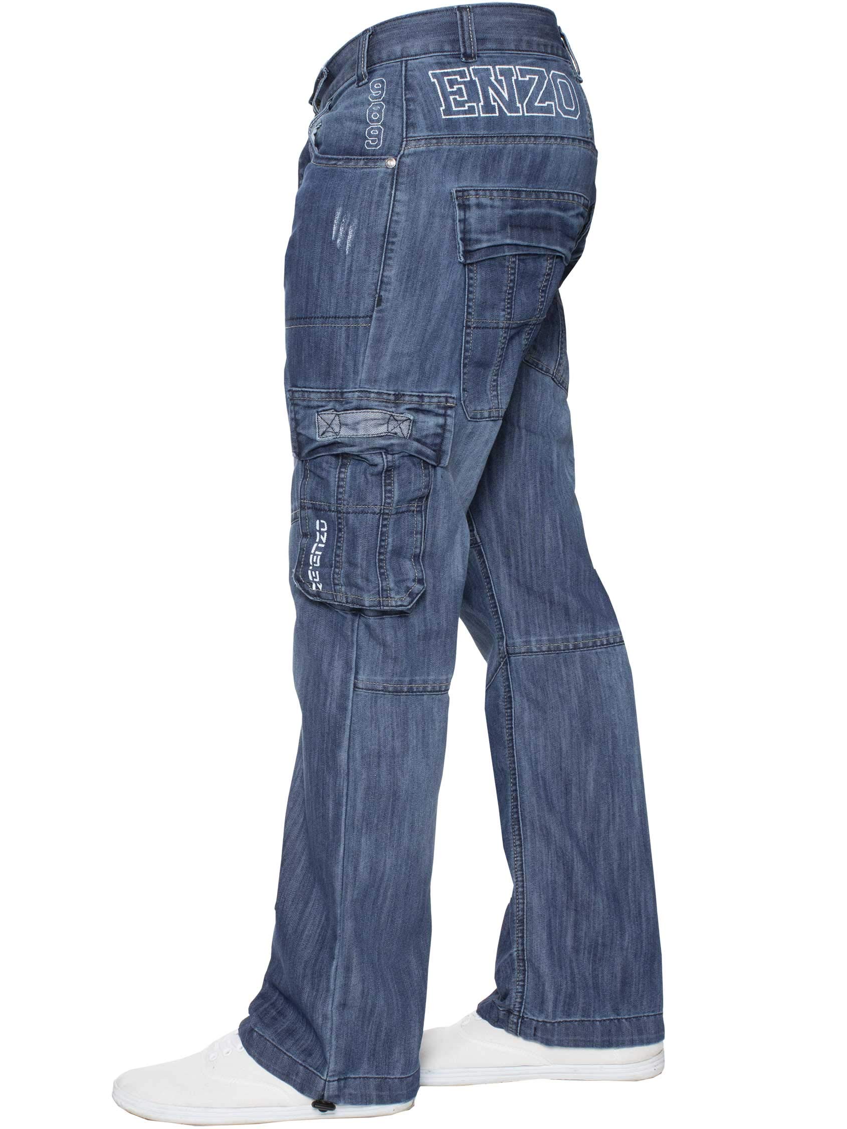 Pantaloni Cargo Tecnici Enzo Uomo, Vita Elastica, Tasche, Nero/grigio Chiaro, Taglia Regolare - Foto 3