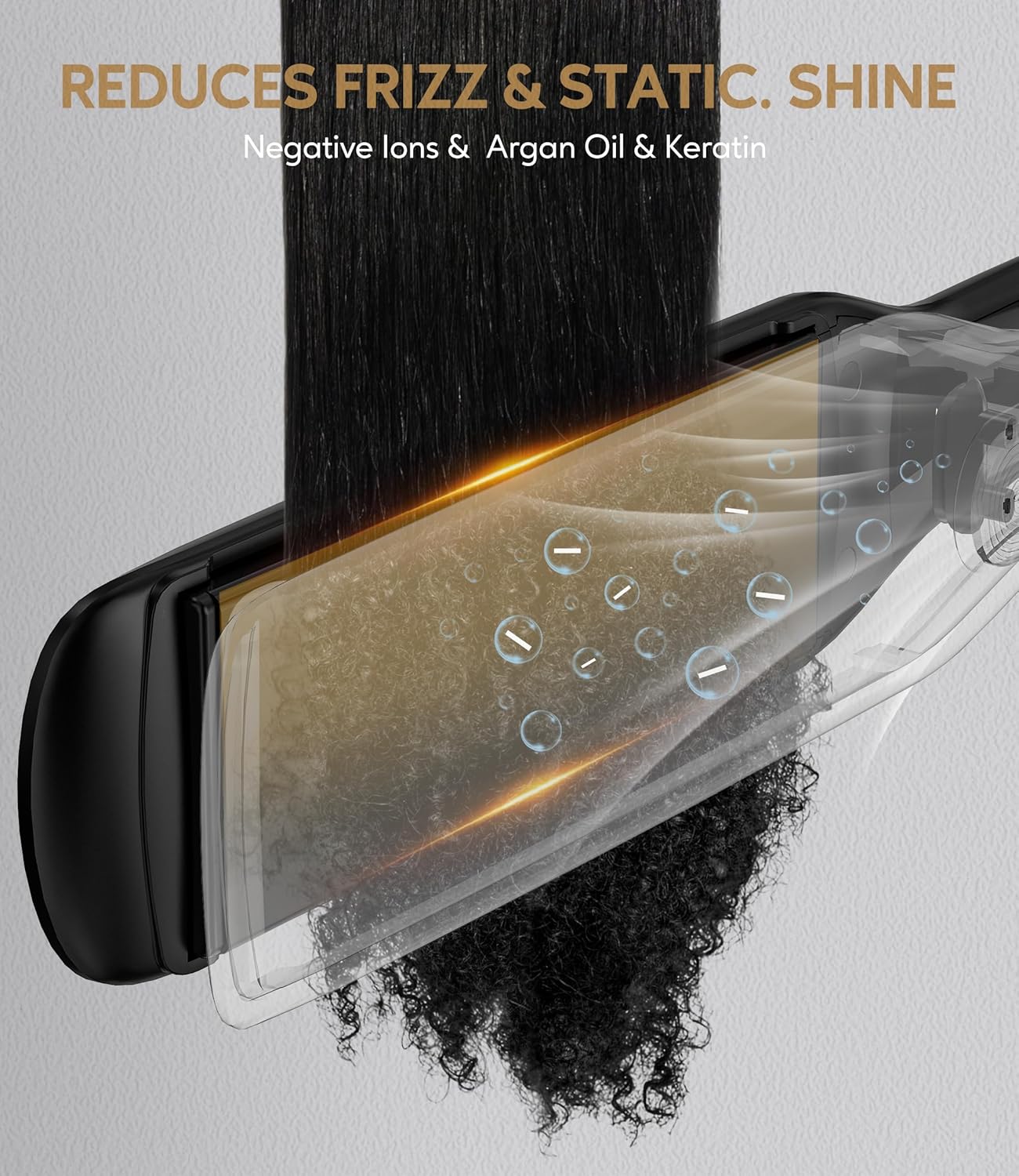 Terviiix Wide Plate Flat Iron Hair Straightener for Thick Hair - 1.75" Professional Ionic Ceramic Straightening Iron with Argan Oil & Keratin, 455F Silk Press for Black Natural Hair, Dual Voltage