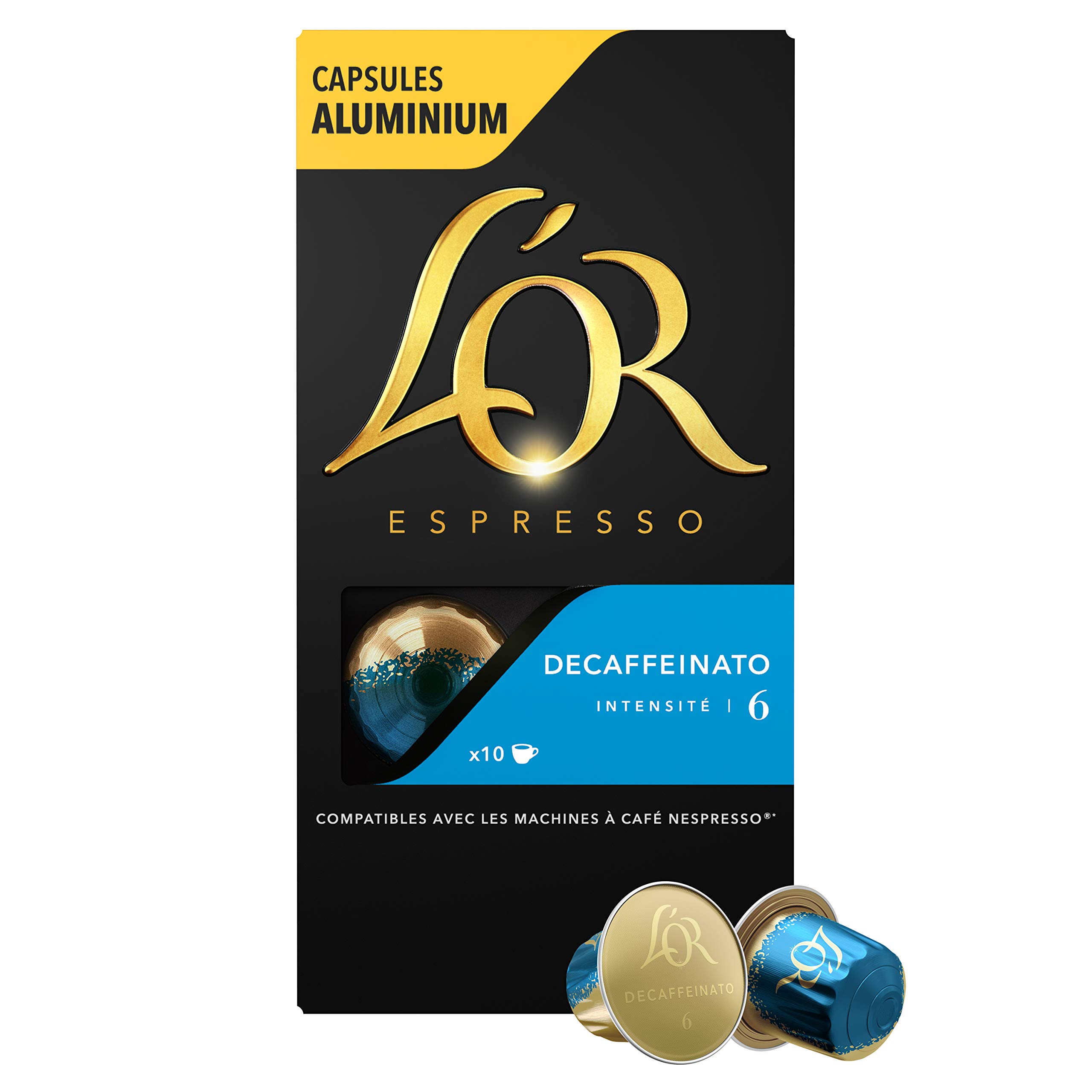 L'OR Espresso Coffee Decaffeinato Intensity 6 - Cápsulas de café de aluminio compatibles con Nespresso® * - 40 paquetes de 10 cápsulas (400 bebidas)