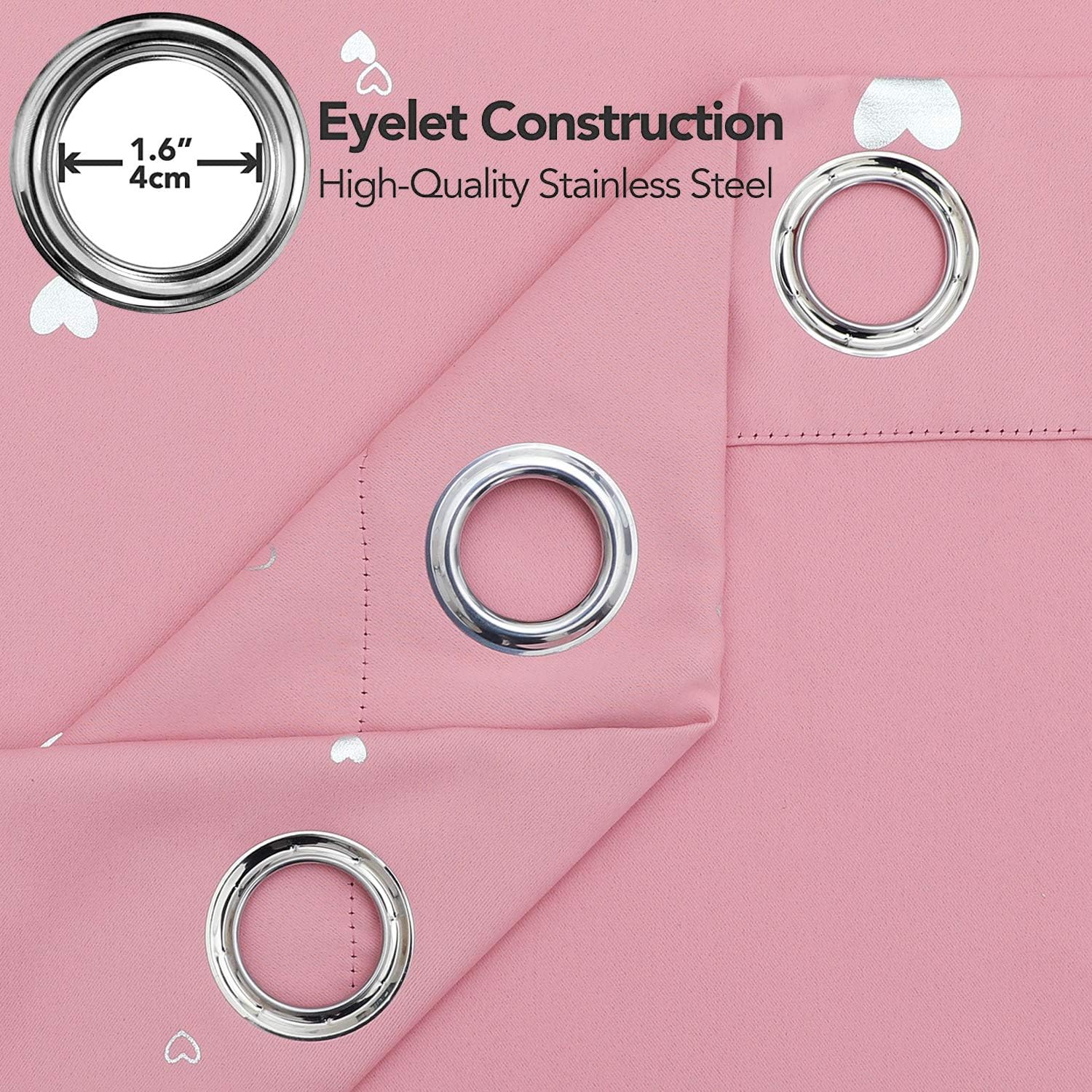 SMILE WEAVER Pink Kids Curtains for Girls Bedroom Silver Print Window Drapes Soft Thick Thermal Insulated Window Treatment Grommet Top Blackout Curtains for Nursery Decor 2 Panels/Rose pink/52Wx108L image 3