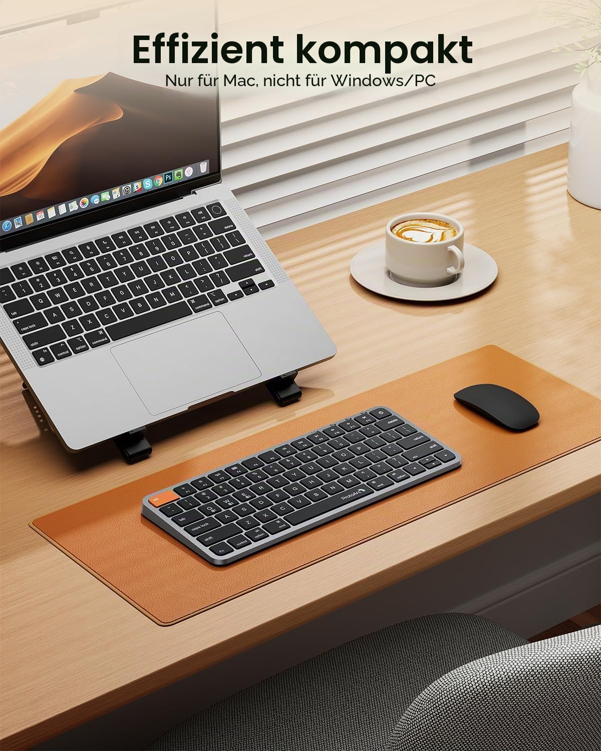 ProtoArc Kompakte kabellose Tastatur mit Hintergrundbeleuchtung für Mac, K90-A Bluetooth-Tastatur, Multigerät, Low Profil, leises Schreiben, wiederaufladbar über USB C, kompatibel mit MacBook Pro/Air
