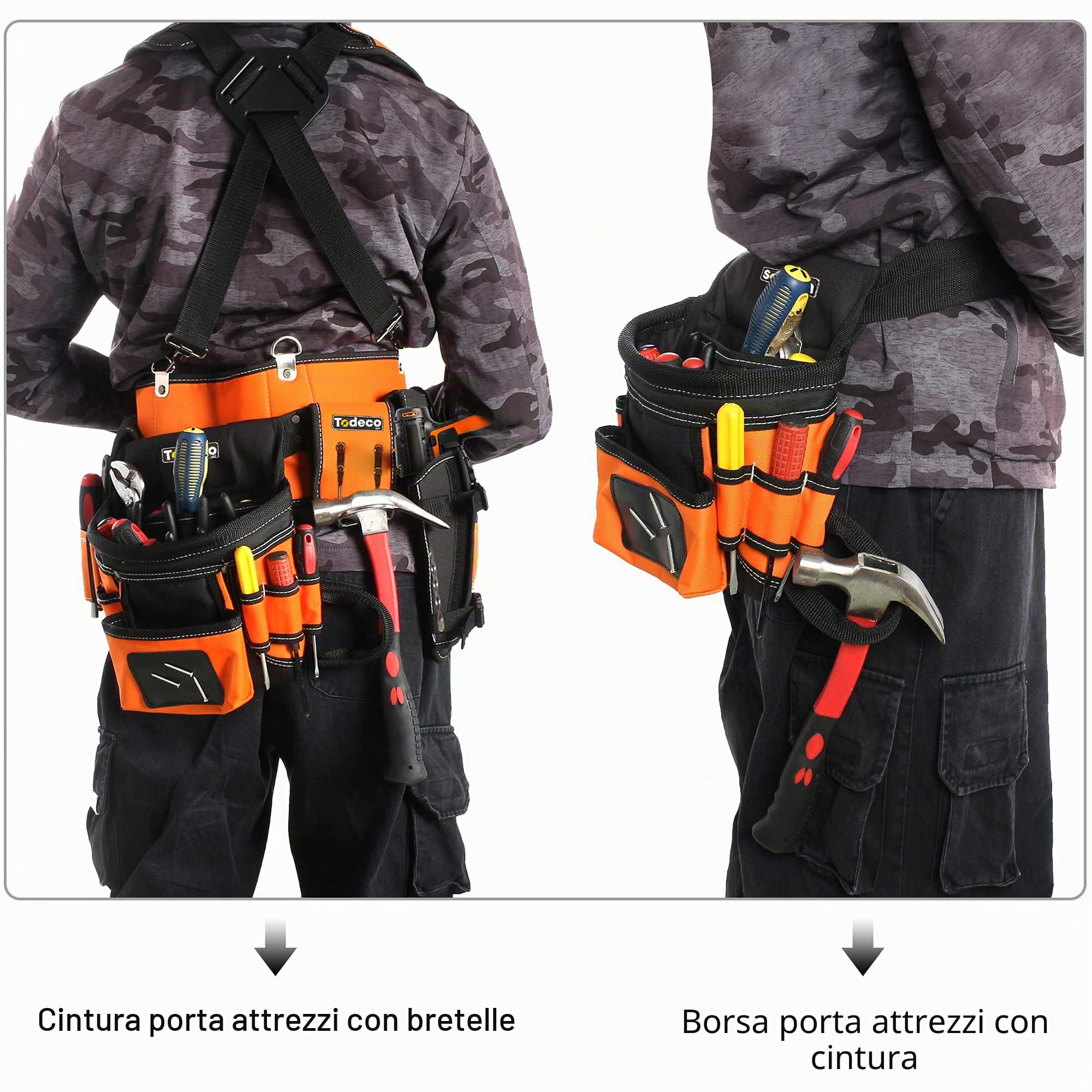 Todeco Cintura Porta Utensili Magnetica Regolabile | Borsa attrezzi viti bulloni chiodi bit, fissa magnete sicuro, cintura lavoro bricolage cantiere, resistente quotidiano