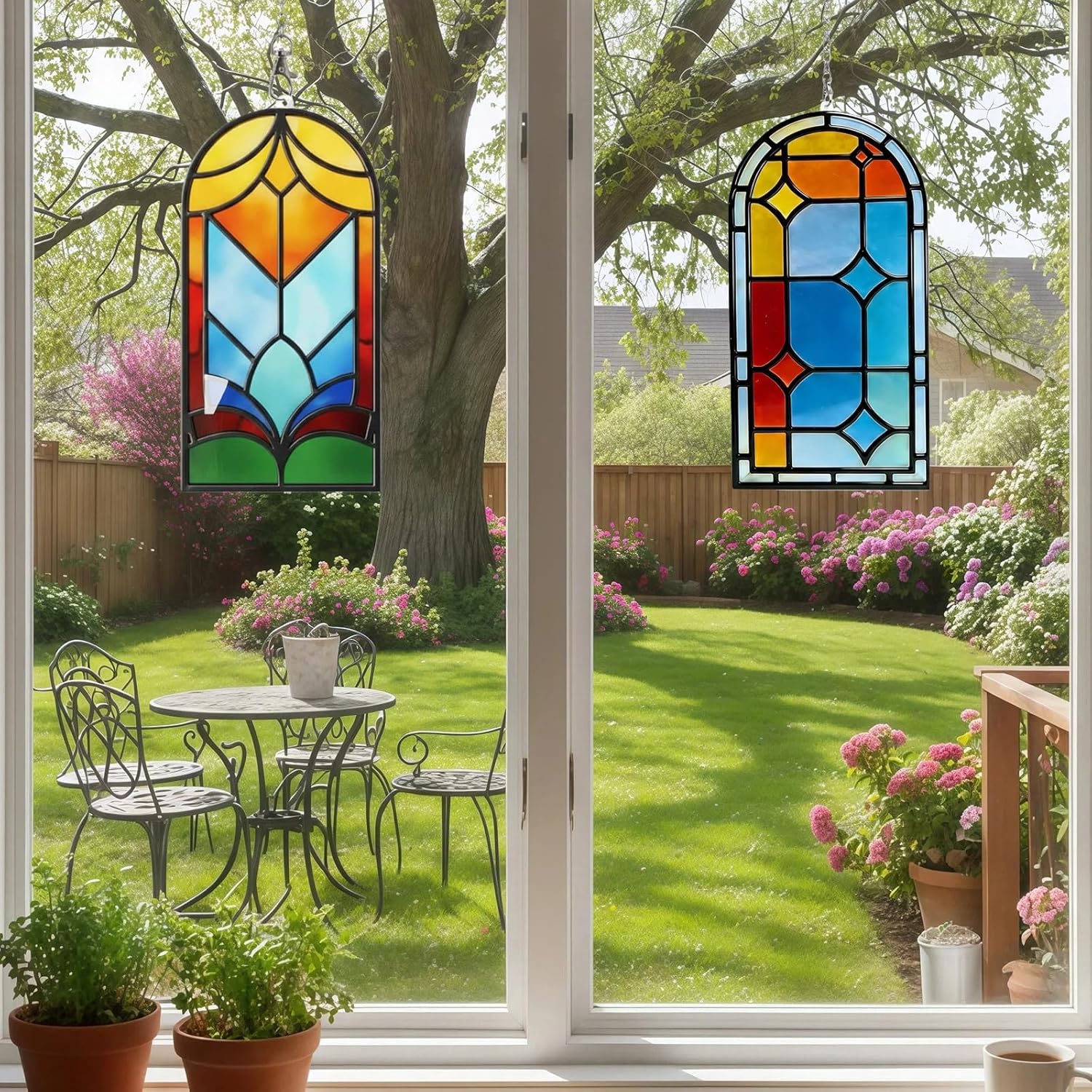 3-Pack DIY Suncatcher Blanks for Adults (NO Paint), Arch Acrylic Stained Glass Window Art Decor with Geometric Book & Tulip, Spring Crafts Supplies Gift for Mom Grandma, 7.1x3.5