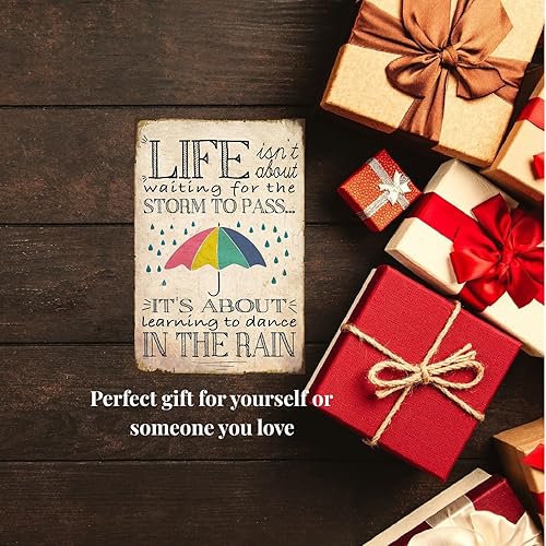 Miniatura 2 de Letrero motivacional de metal positivo, decoración de pared de salud mental, aprendizaje a bailar bajo la lluvia, regalo de aliento para niños,