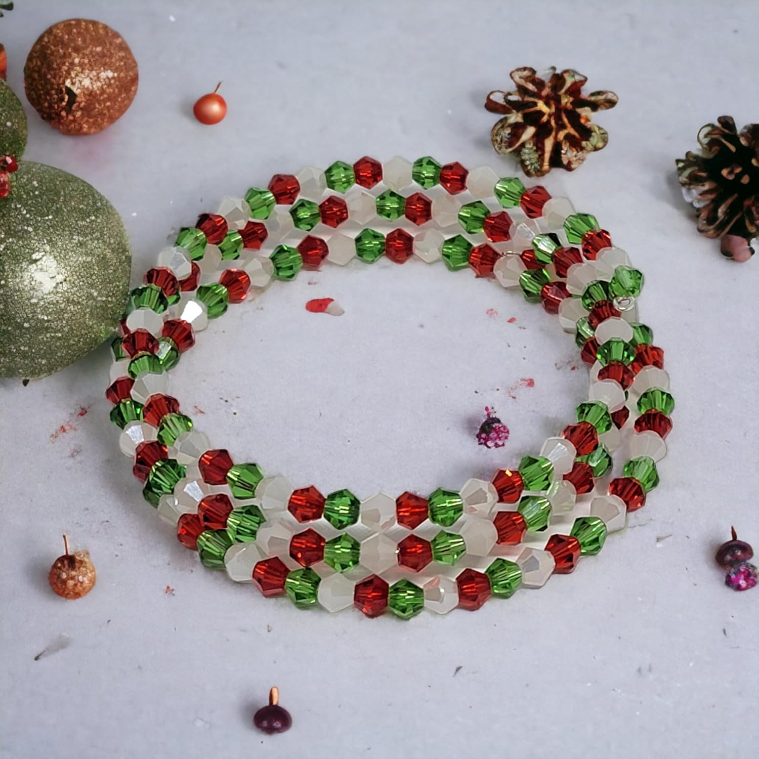 Handmade Beaded Wire Wrap Bangle Bracelet - Image 4