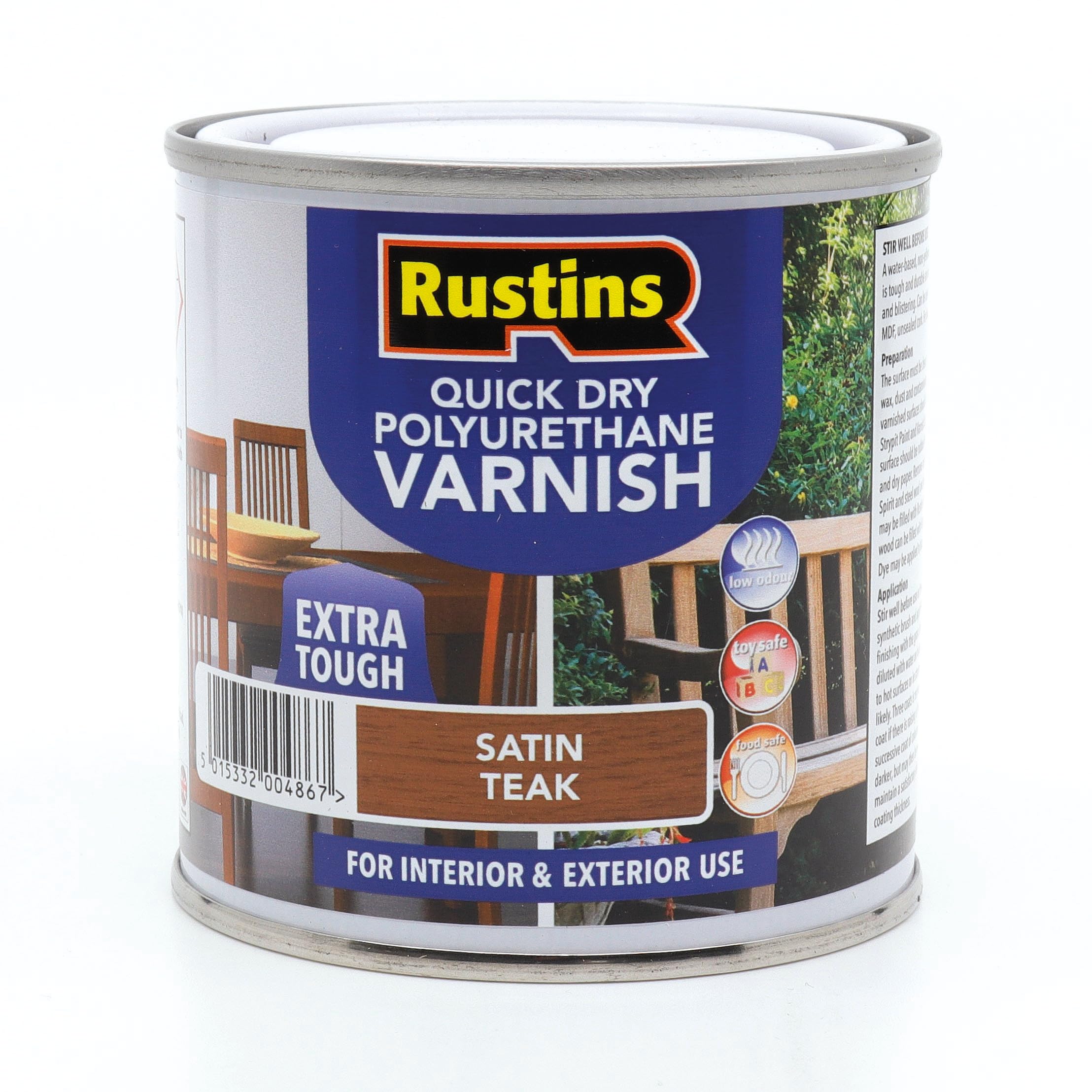 Rustins Quick Drying Polyurethane Varnish Satin Teak 250Ml from B&Q
