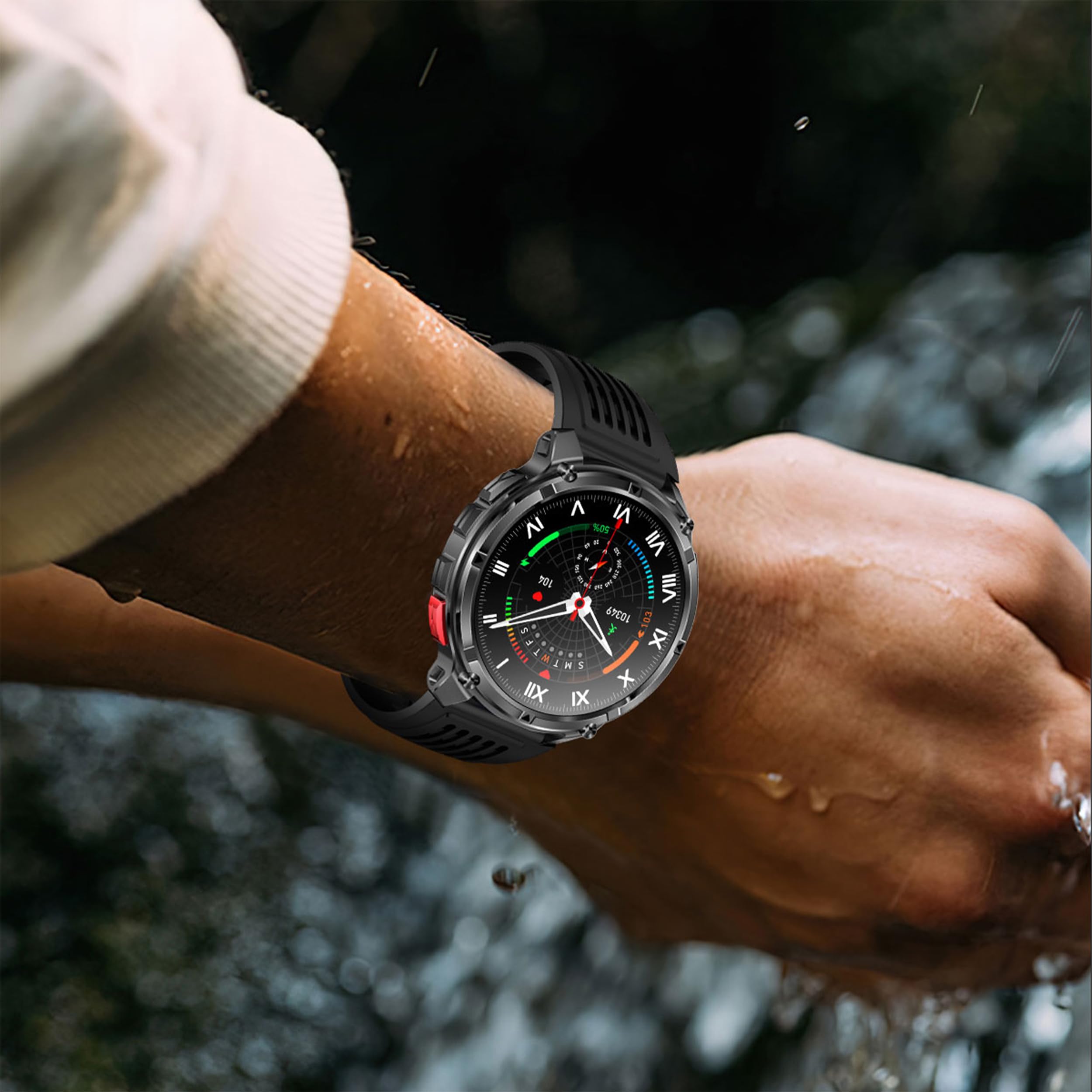 Reloj Inteligente Hombre con Llamadas, 1,7 Pulgada Smartwatc Hombre Deportivo con Podometro Pulsometro SpO2 Sueño Presion Arterial Actividad IP68 Reloj Digital para iOS Android (Plateado)